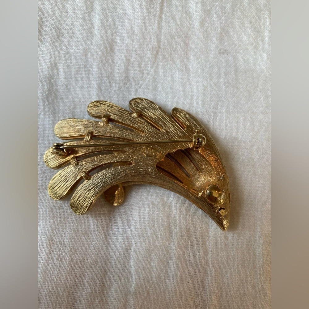 Vintage Signed‎ JJ Brushed Gold Tone Abstract Brooch - Picture 5 of 6